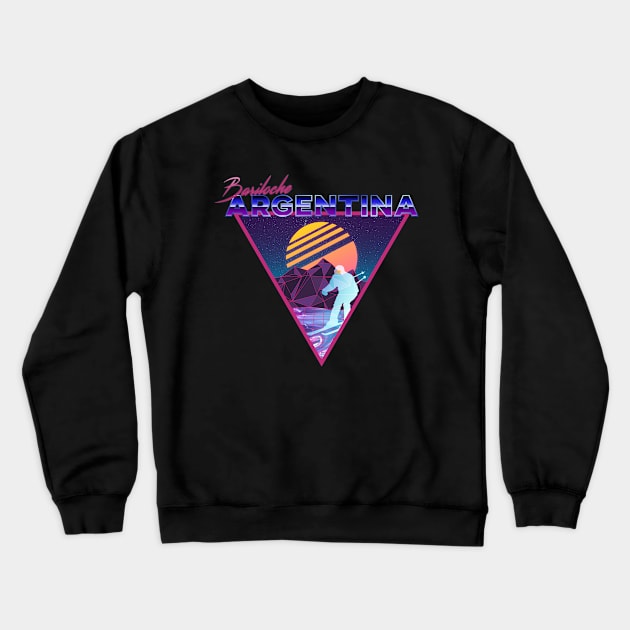 Retro Vaporwave Ski Mountain | Bariloche Argentina | Shirts, Stickers, and More! Crewneck Sweatshirt by KlehmInTime